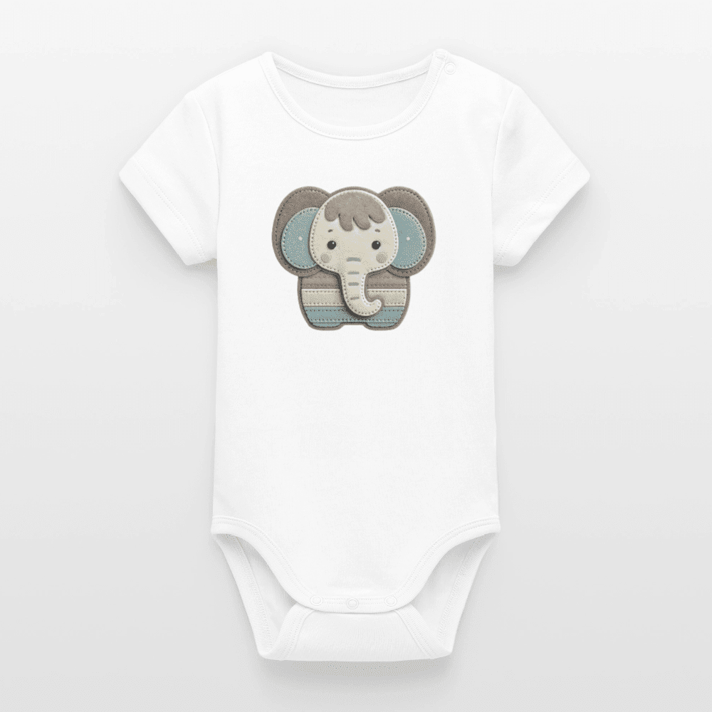 Organic Short-Sleeved Baby Bodysuit (Felt Appliqué Elephant) - Tiny Tugz™
