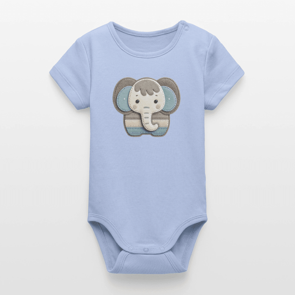 Organic Short-Sleeved Baby Bodysuit (Felt Appliqué Elephant) - Tiny Tugz™