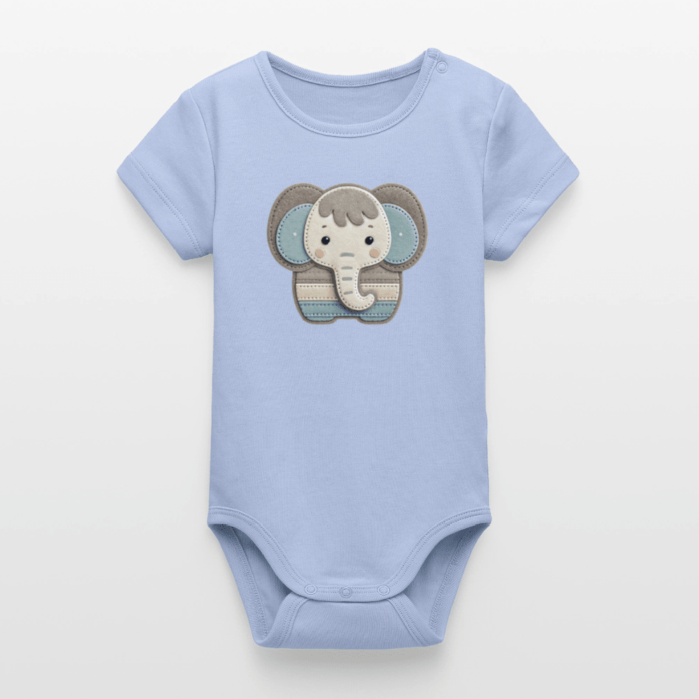 Organic Short - Sleeved Baby Bodysuit (Felt Appliqué Elephant) - Tiny Tugz™