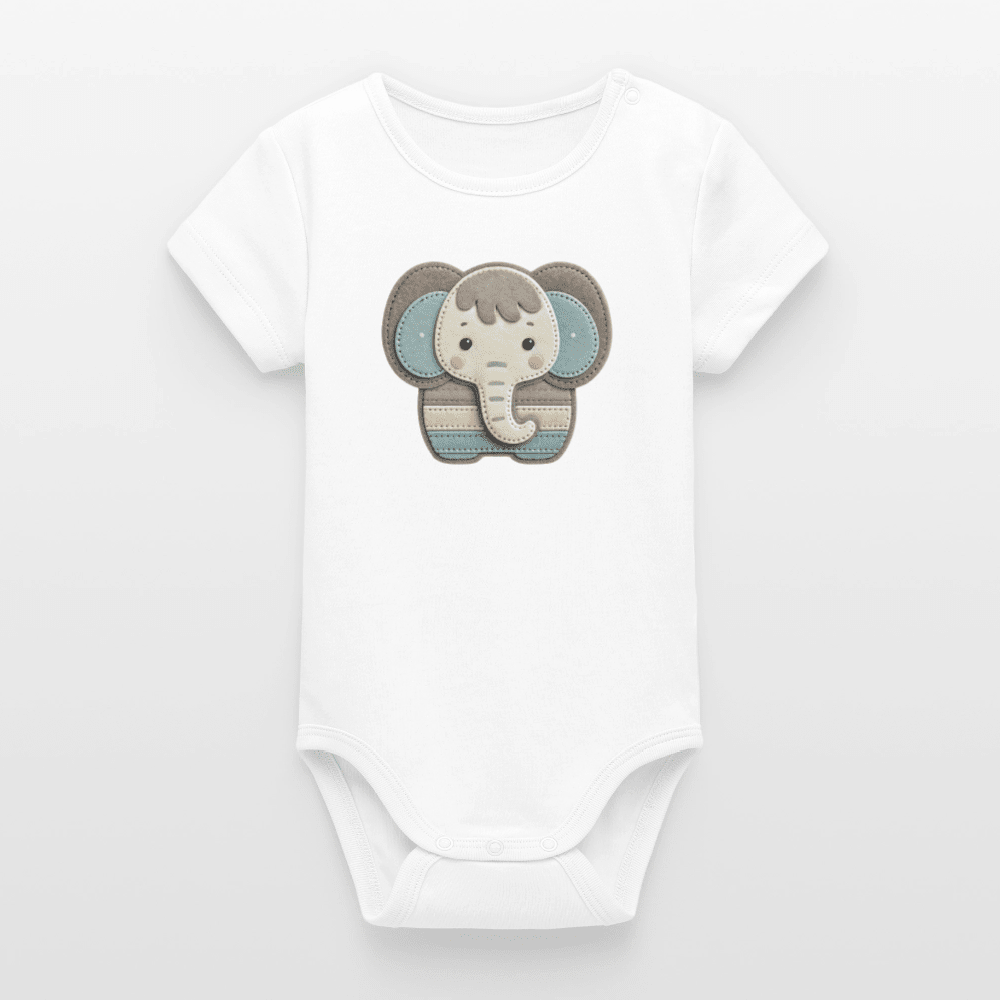 Organic Short - Sleeved Baby Bodysuit (Felt Appliqué Elephant) - Tiny Tugz™
