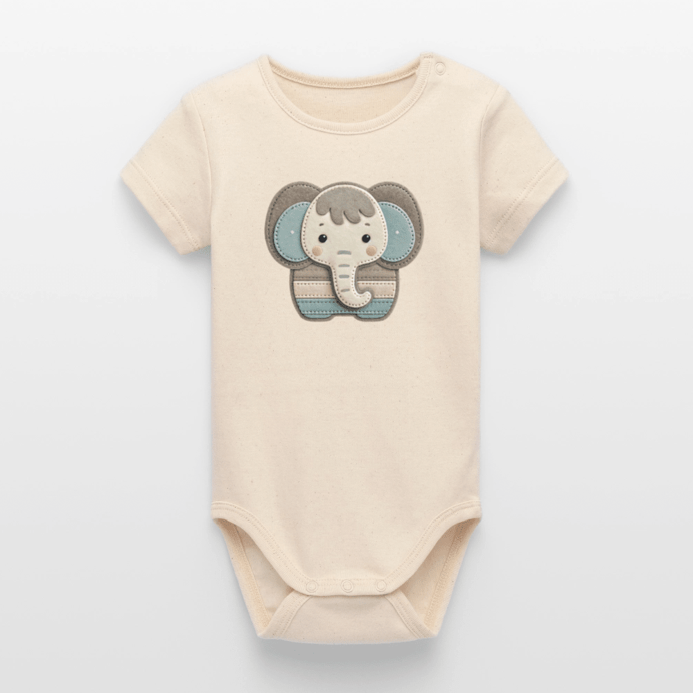 Organic Short - Sleeved Baby Bodysuit (Felt Appliqué Elephant) - Tiny Tugz™