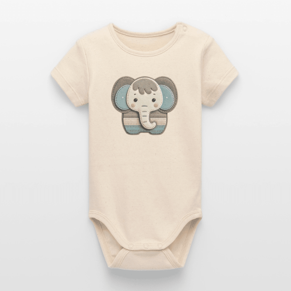Organic Short-Sleeved Baby Bodysuit (Felt Appliqué Elephant) - Tiny Tugz™