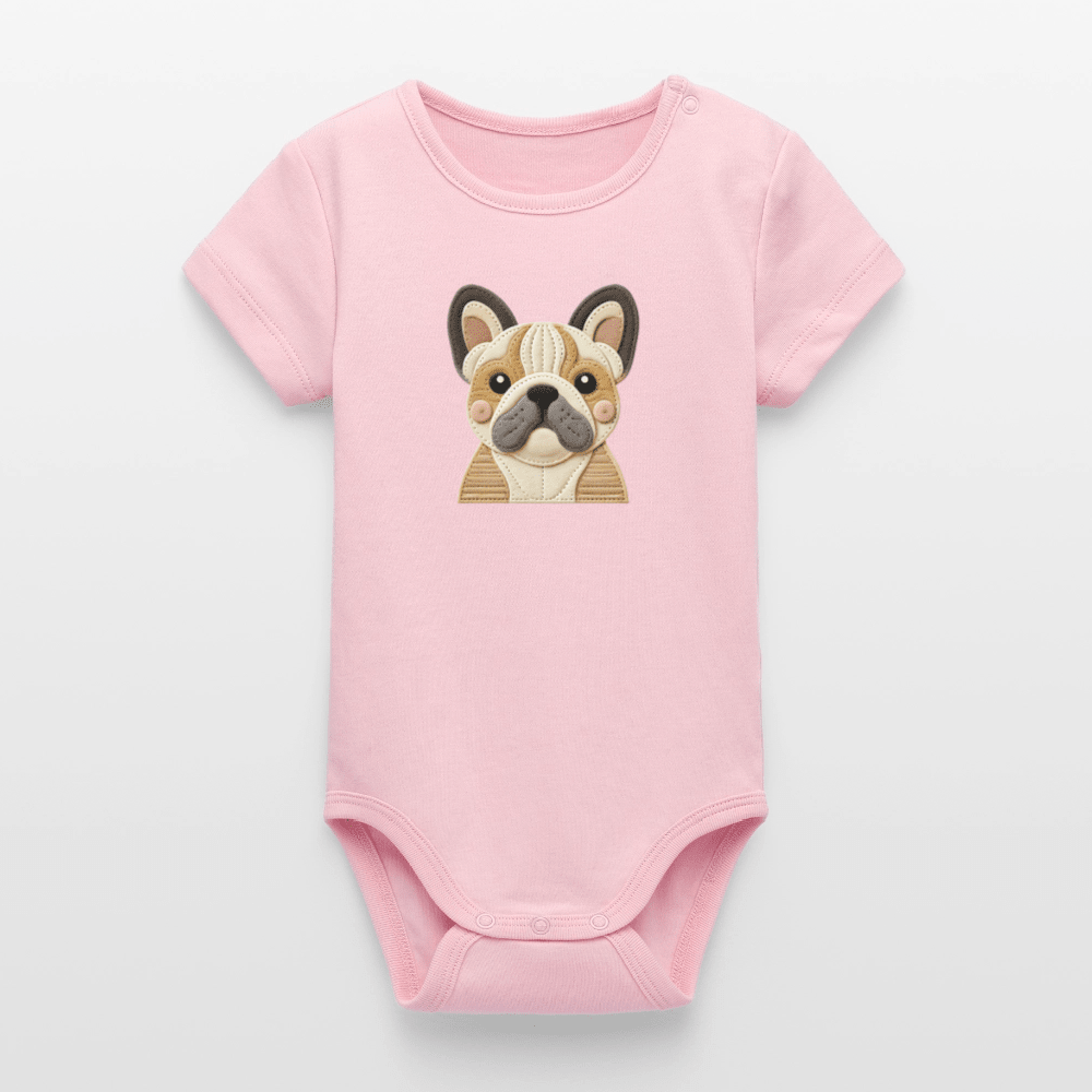 Organic Short - Sleeved Baby Bodysuit (Felt Appliqué French Bulldog) - Tiny Tugz™