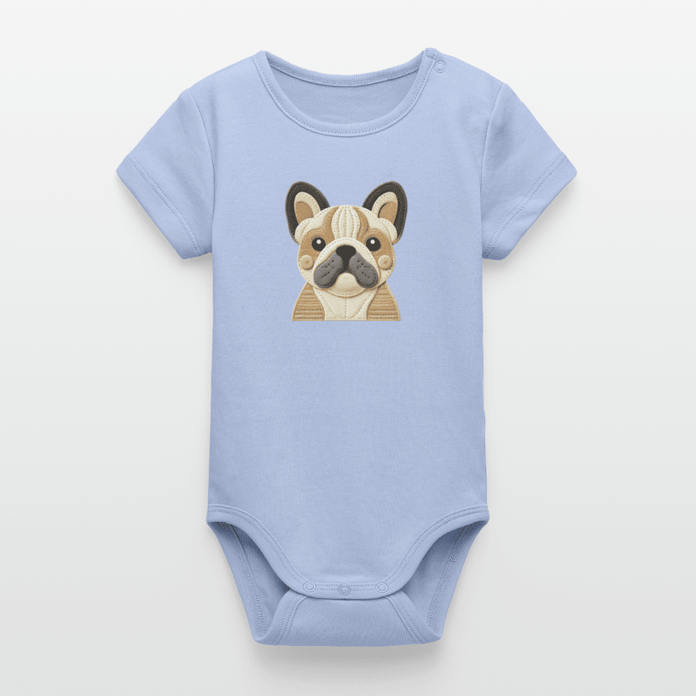 Organic Short-Sleeved Baby Bodysuit (Felt Appliqué French Bulldog) - Tiny Tugz™