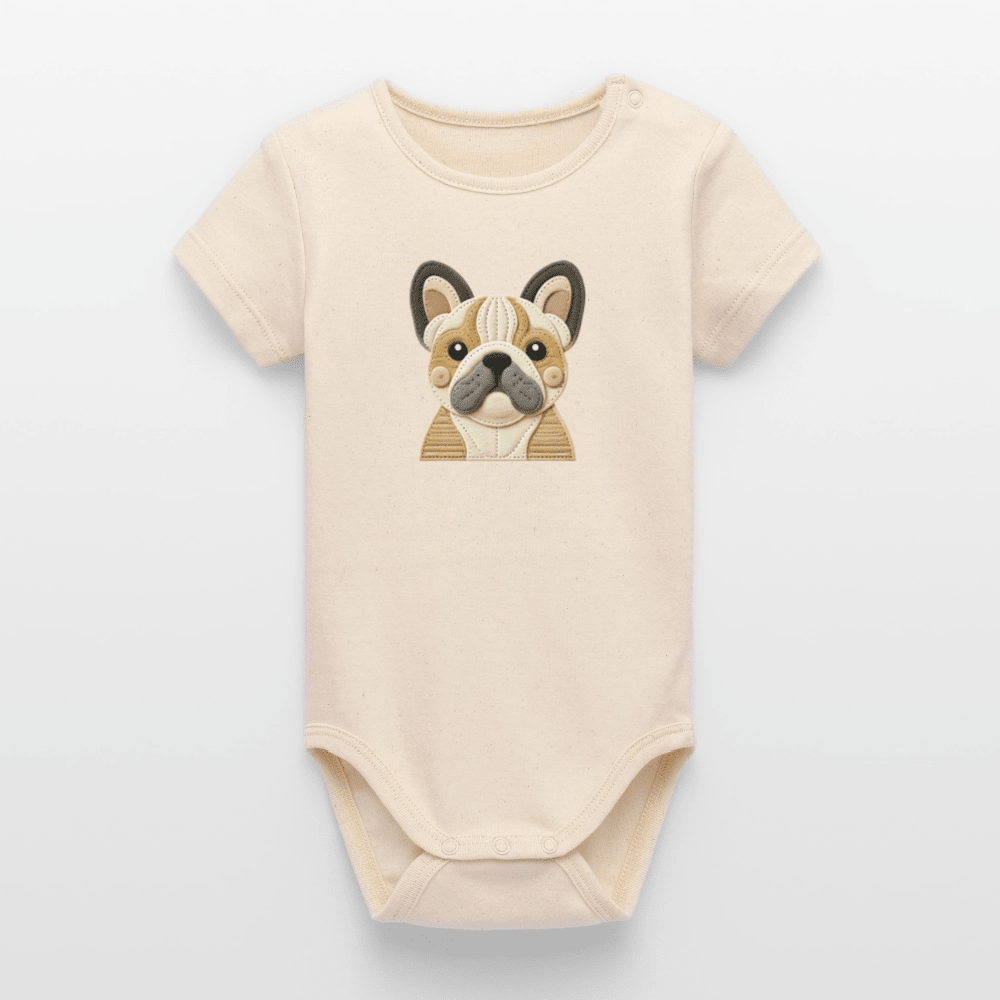 Organic Short - Sleeved Baby Bodysuit (Felt Appliqué French Bulldog) - Tiny Tugz™