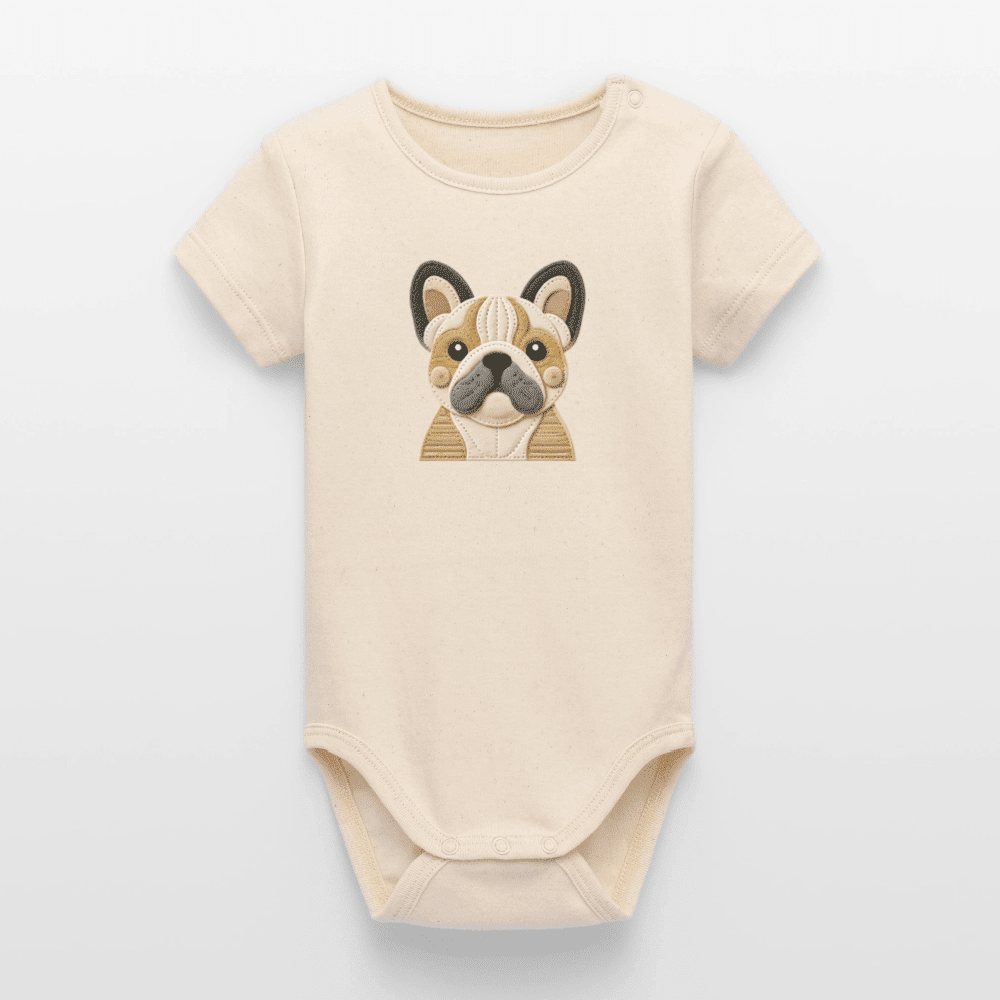 Organic Short-Sleeved Baby Bodysuit (Felt Appliqué French Bulldog) - Tiny Tugz™