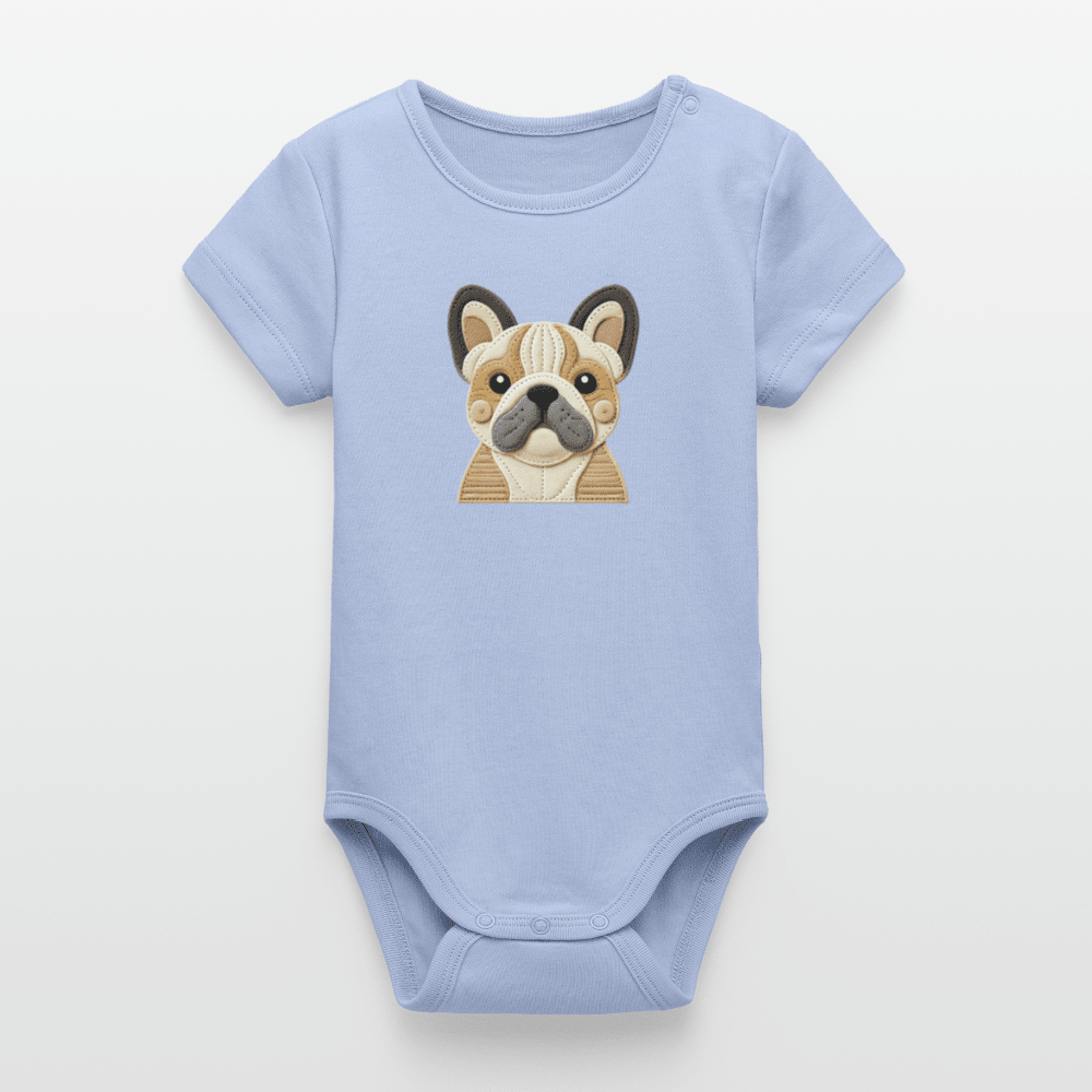 Organic Short - Sleeved Baby Bodysuit (Felt Appliqué French Bulldog) - Tiny Tugz™