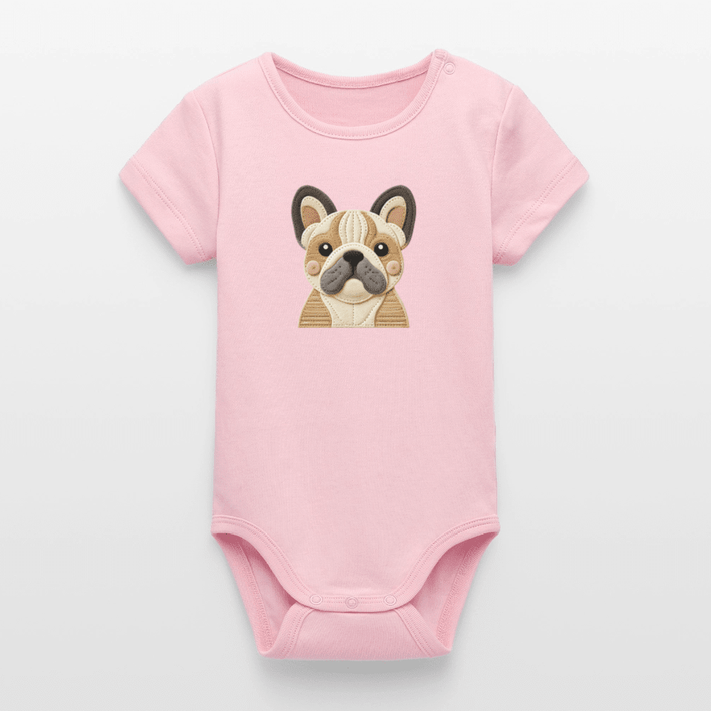 Organic Short-Sleeved Baby Bodysuit (Felt Appliqué French Bulldog) - Tiny Tugz™