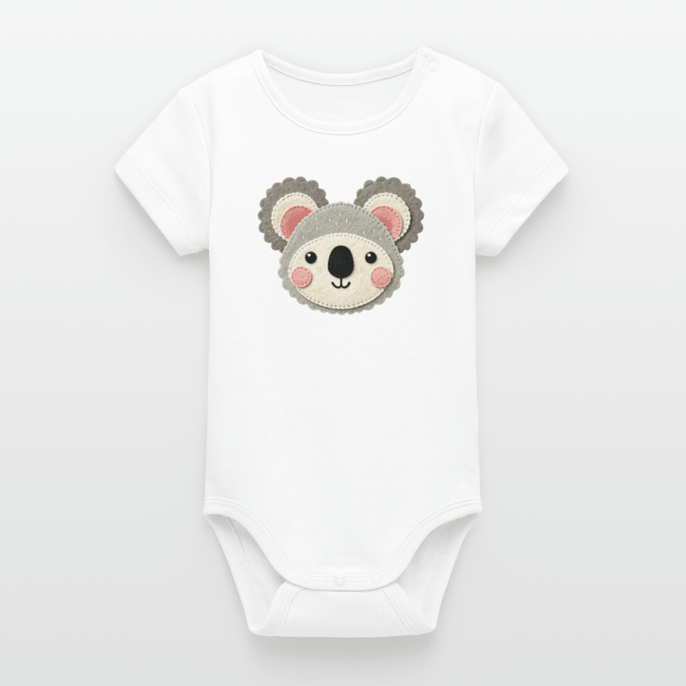 Organic Short-Sleeved Baby Bodysuit (Felt Appliqué Koala) - Tiny Tugz™