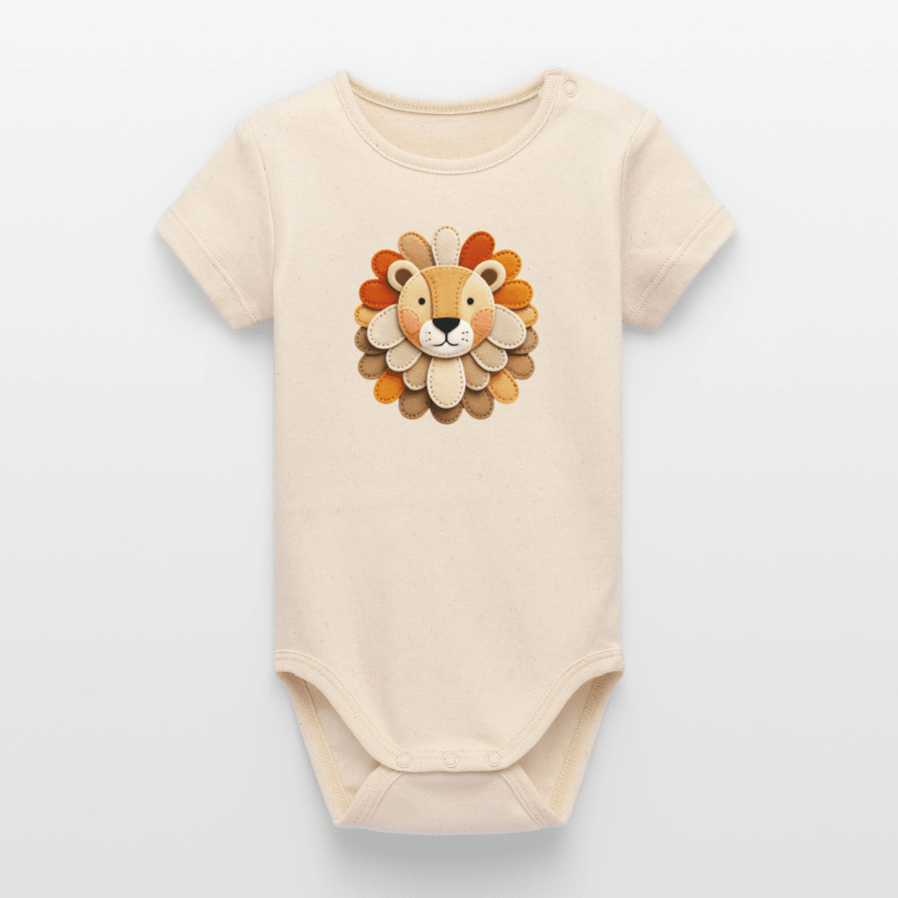 Organic Short - Sleeved Baby Bodysuit (Felt Appliqué Lion) - Tiny Tugz™
