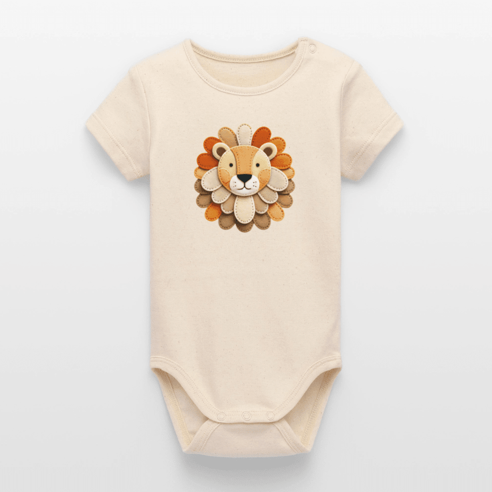 Organic Short-Sleeved Baby Bodysuit (Felt Appliqué Lion) - Tiny Tugz™