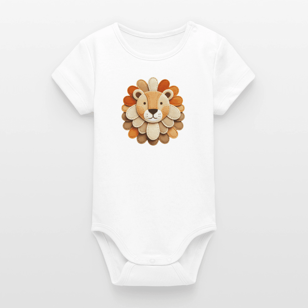 Organic Short-Sleeved Baby Bodysuit (Felt Appliqué Lion) - Tiny Tugz™