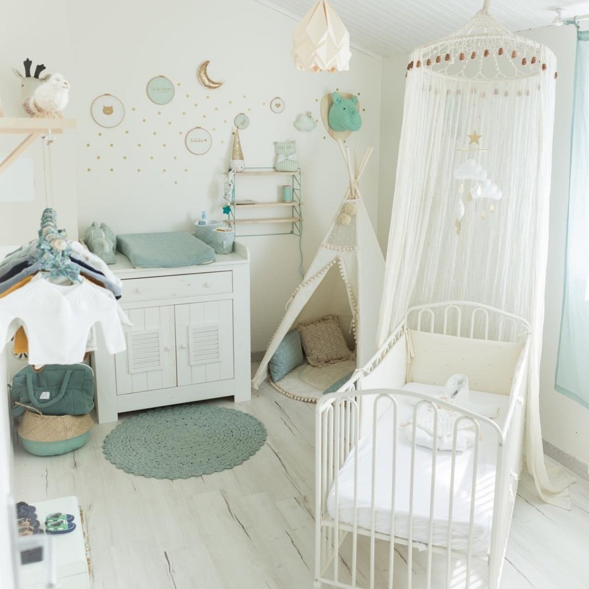 Original Kids Teepee with Pompoms - Ecru - Cotton Canvas & Wooden Poles - Tiny Tugz™