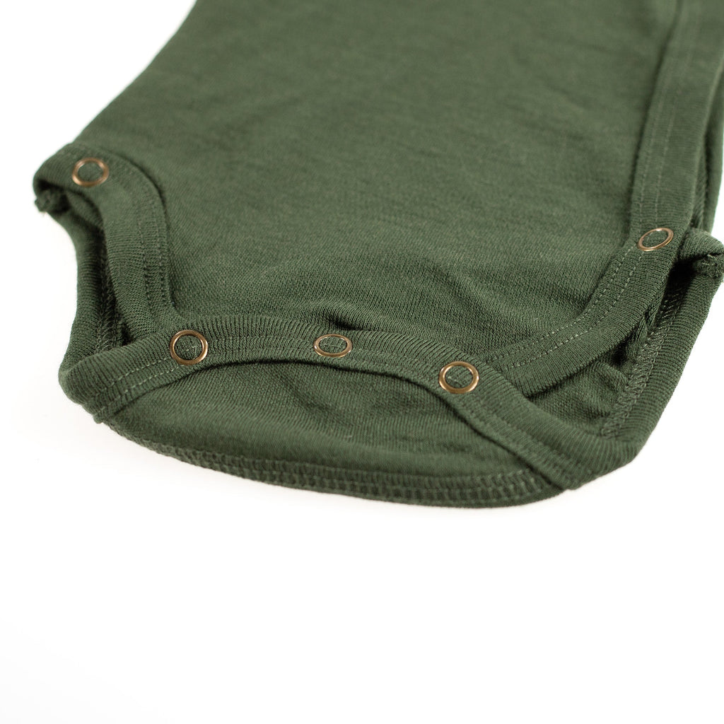 Wool Wrap Romper, Short Sleeve - Merino Wool - Rifle Green