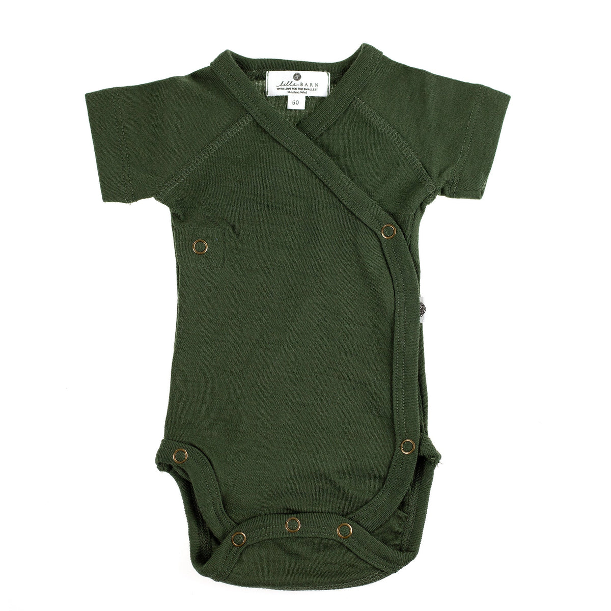 Wool Wrap Romper, Short Sleeve - Merino Wool - Rifle Green