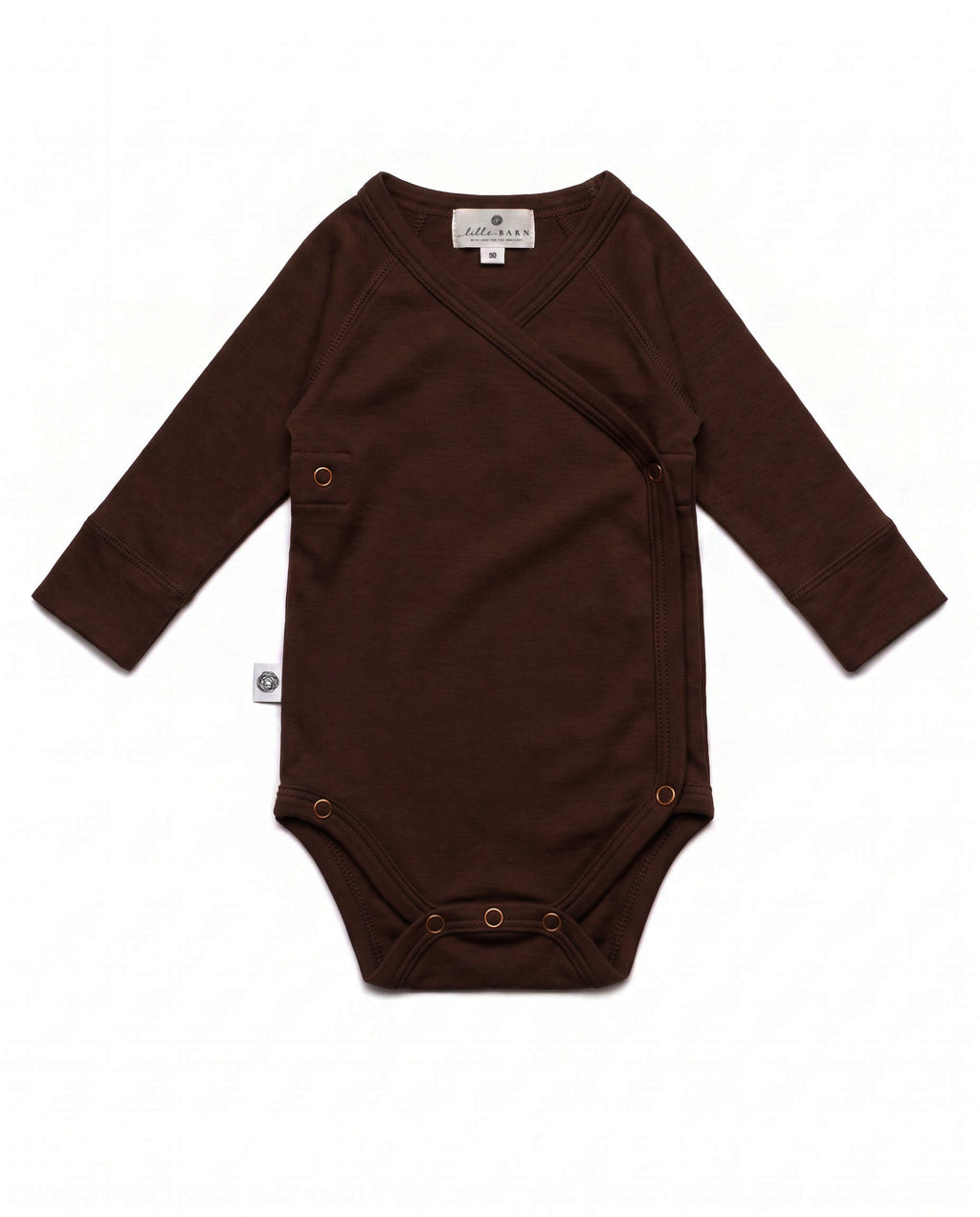 Wool Wrap Romper, Long Sleeve - Merino Wool - Chocolate Fondant