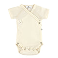 Wool Wrap Romper, Short Sleeve - Merino Wool - Natural