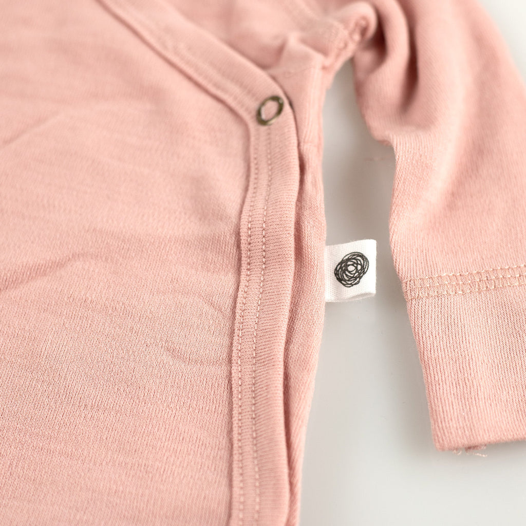 Wool Wrap Romper, Long Sleeve - Merino Wool - Misty Rose