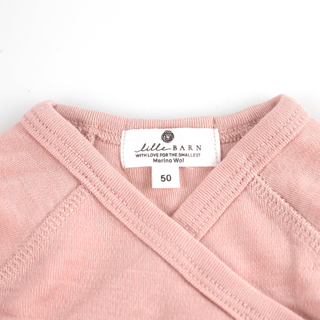 Wool Wrap Romper, Long Sleeve - Merino Wool - Misty Rose