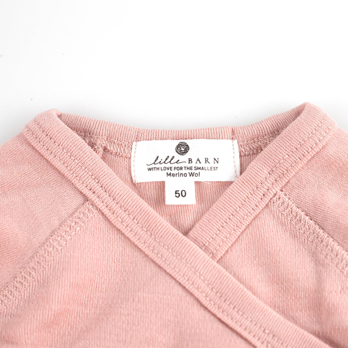 Wool Wrap Romper, Long Sleeve - Merino Wool - Misty Rose