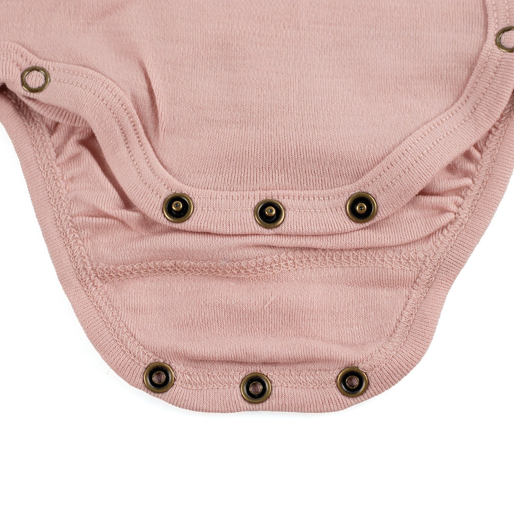 Wool Wrap Romper, Long Sleeve - Merino Wool - Misty Rose