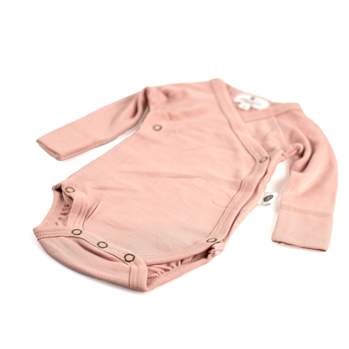 Wool Wrap Romper, Long Sleeve - Merino Wool - Misty Rose