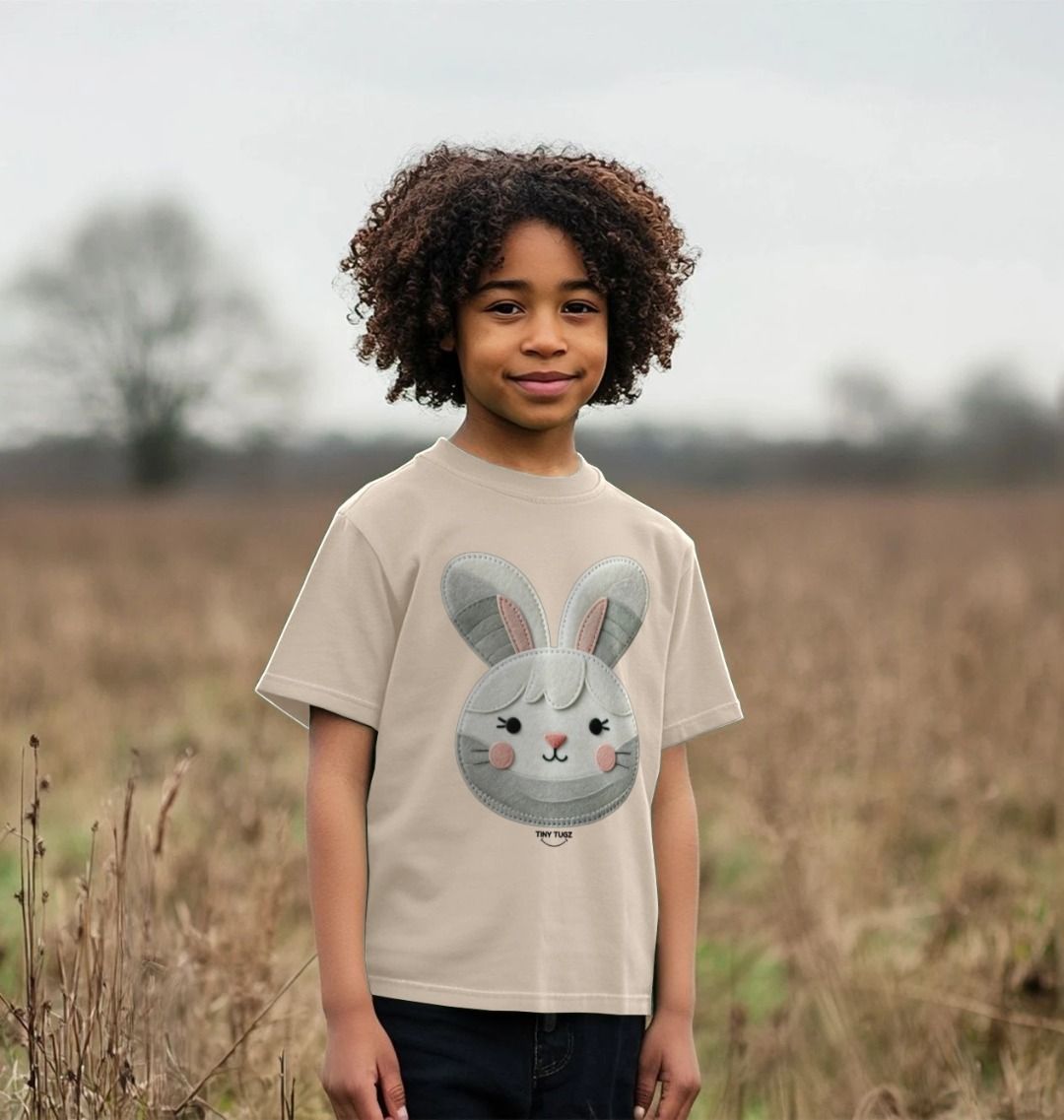 Organic Cotton Kids’ T-Shirt – Felt Bunny Design