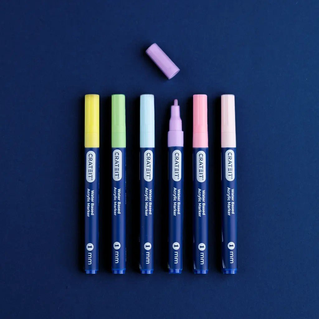 Pastel Acrylic Markers for Wooden Toys - 1 mm Tip - 6 Pack - Tiny Tugz™