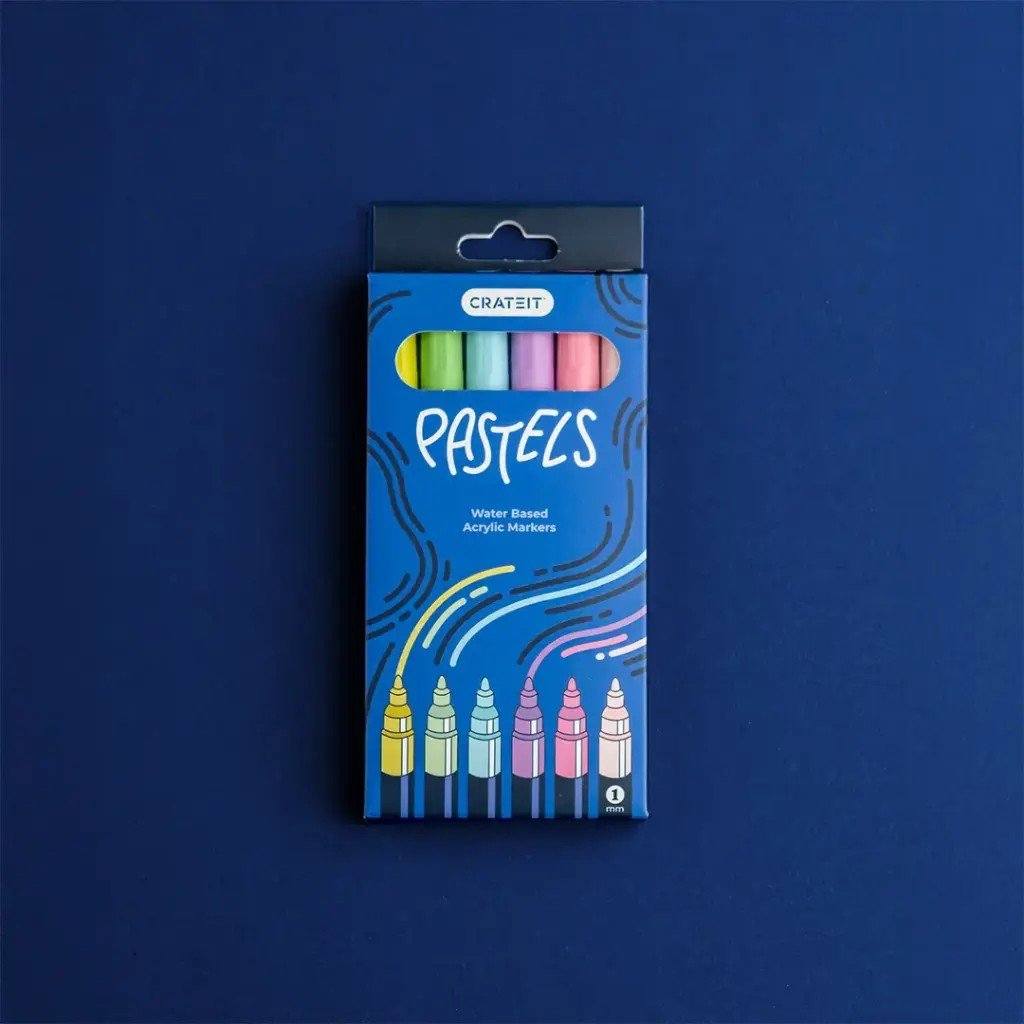 Pastel Acrylic Markers for Wooden Toys - 1 mm Tip - 6 Pack - Tiny Tugz™