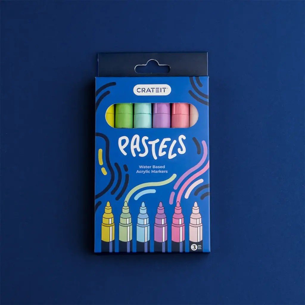 Pastel Acrylic Markers for Wooden Toys - 3 mm Tip - 6 Pack - Tiny Tugz™