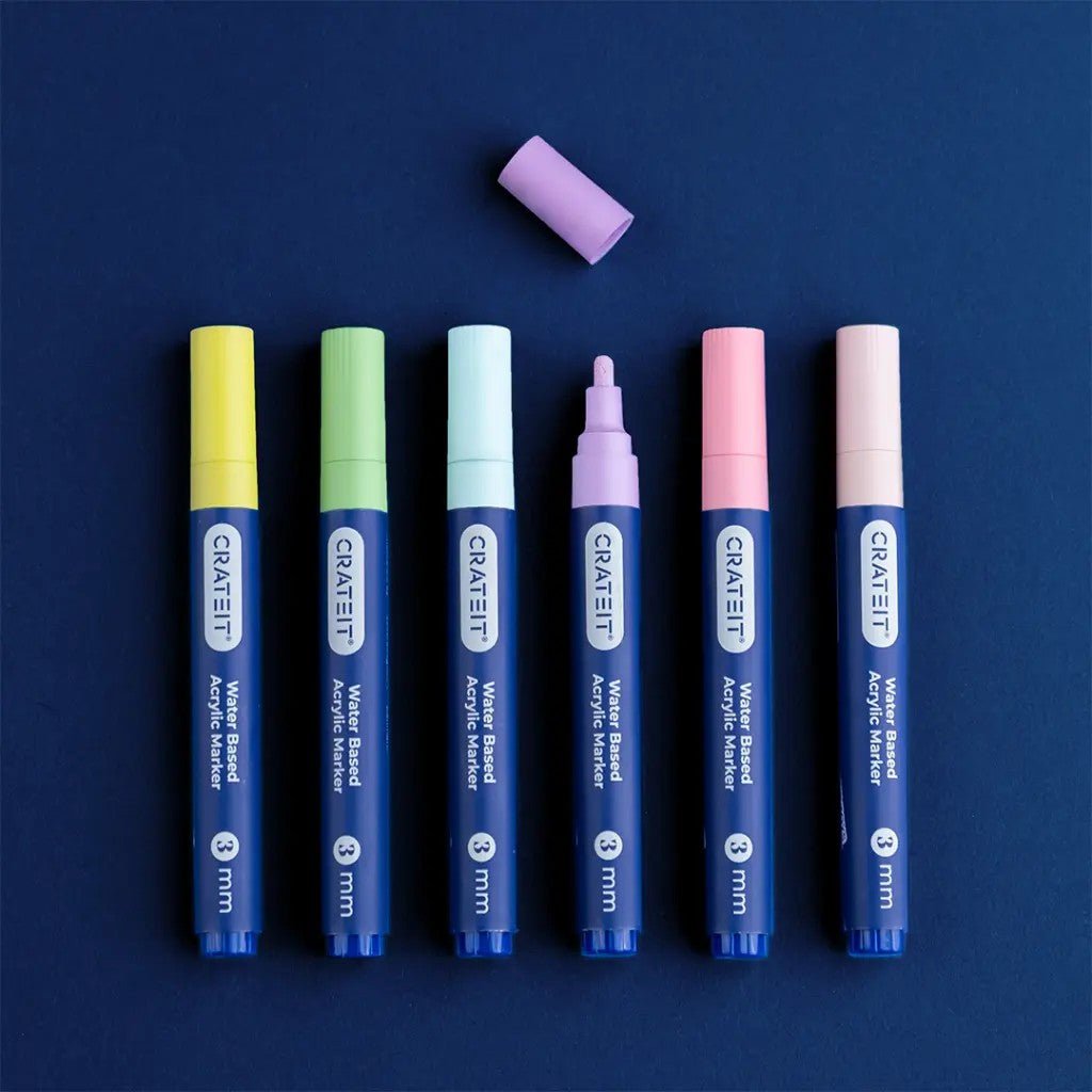 Pastel Acrylic Markers for Wooden Toys - 3 mm Tip - 6 Pack - Tiny Tugz™