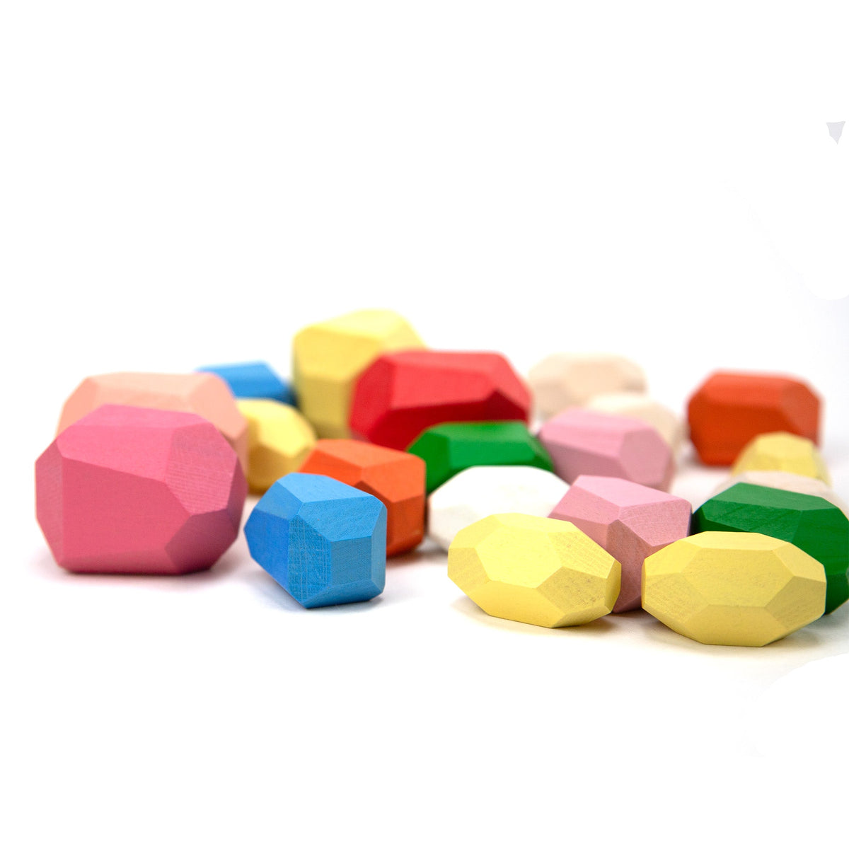 Wooden Toy - Pebbles - Colored Wooden Stacking Stones - 20 Pieces