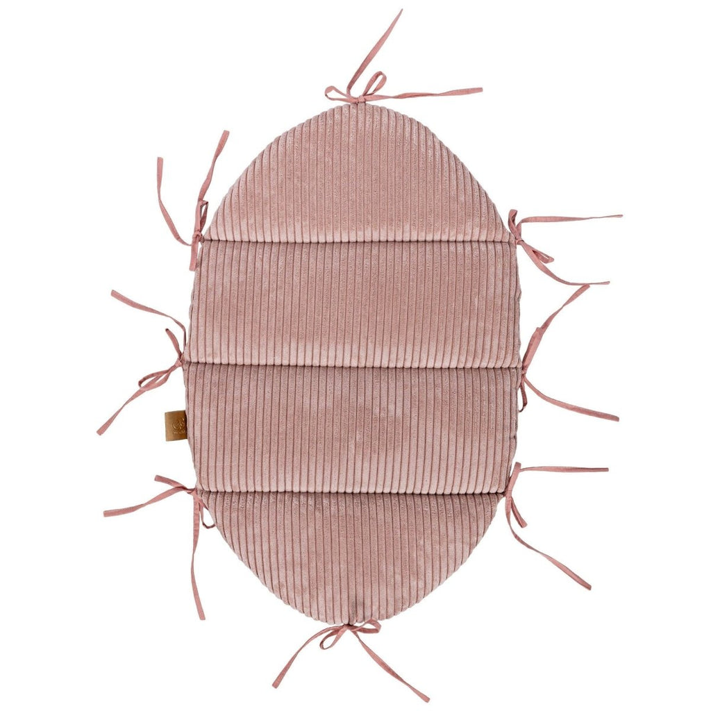 Pink Baby Nest with Braided Bumper & Play Mat, Ribbed Corduroy & Cotton Lining - Tiny Tugz™