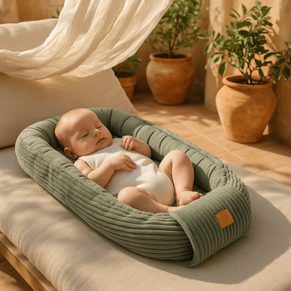 Pink Baby Sleep Cocoon Nest, Ribbed Corduroy & Cotton Lining (0-6m) - Tiny Tugz™