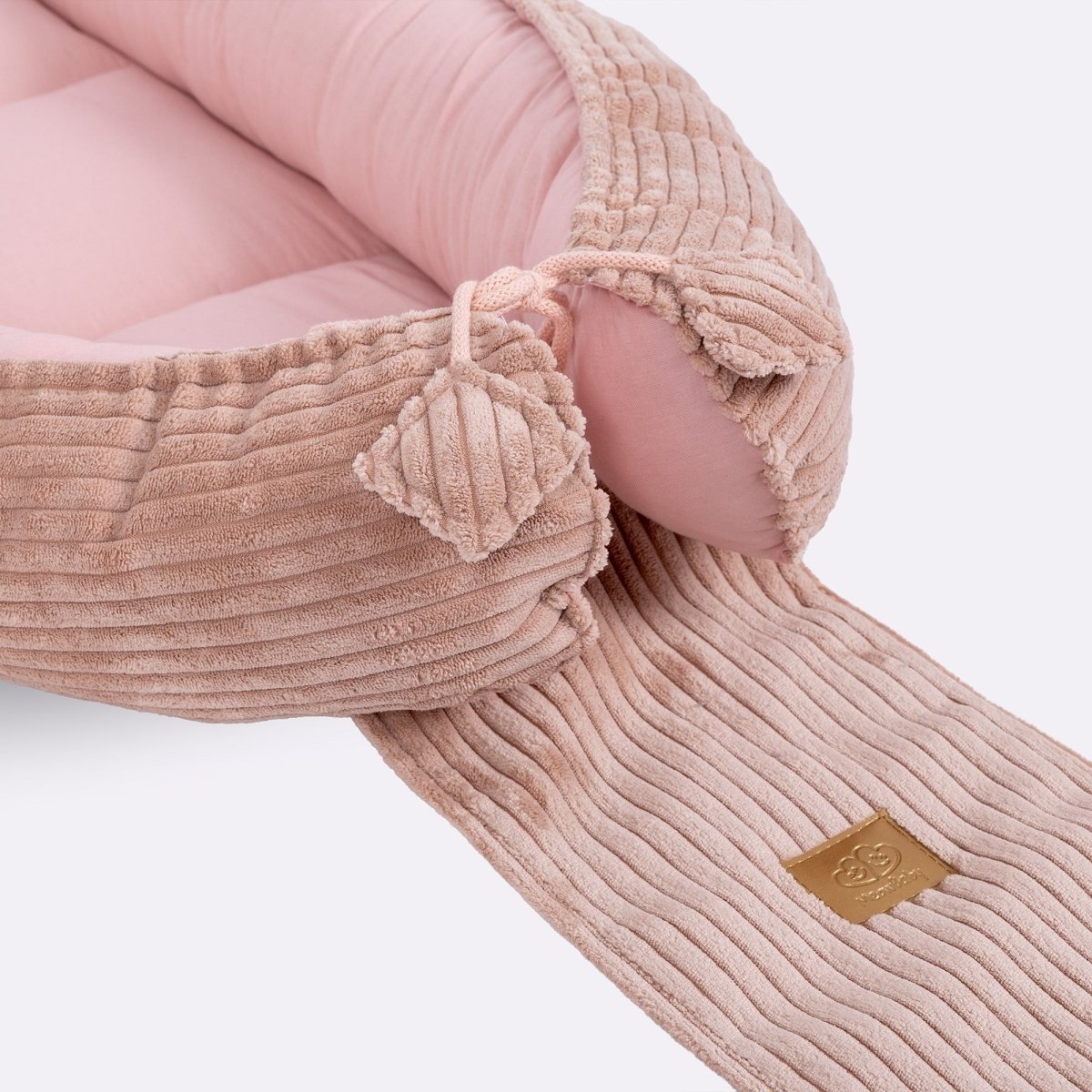 Pink Baby Sleep Cocoon Nest, Ribbed Corduroy & Cotton Lining (0-6m) - Tiny Tugz™