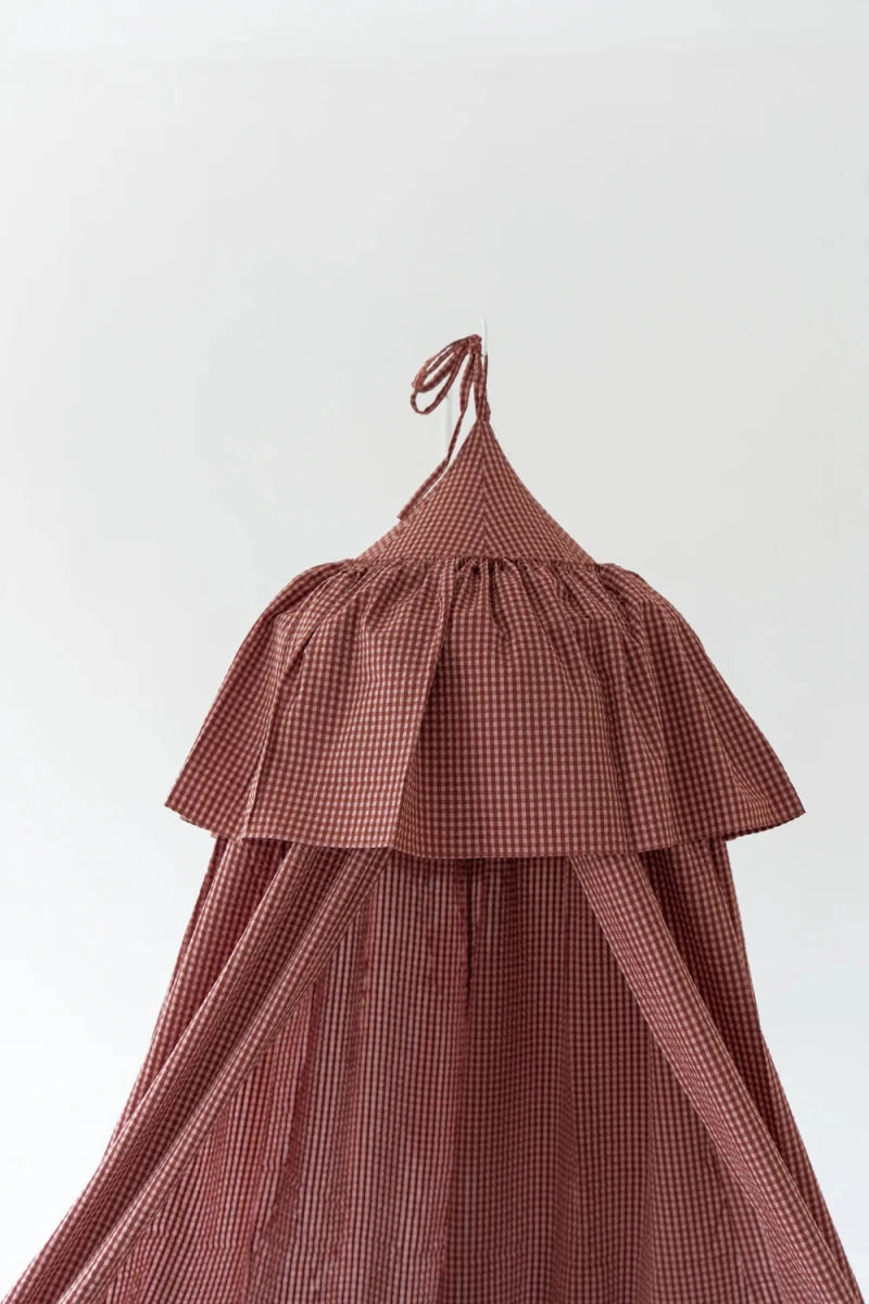 Pink Check Muslin Cotton Bed Canopy for Babies & Kids (0–6y) - Tiny Tugz™
