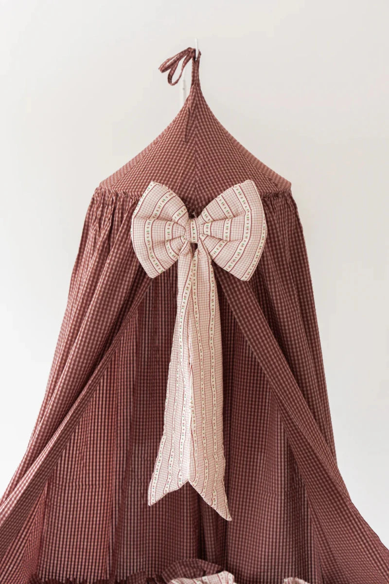 Pink Check Muslin Cotton Bed Canopy for Babies & Kids (0–6y) - Tiny Tugz™