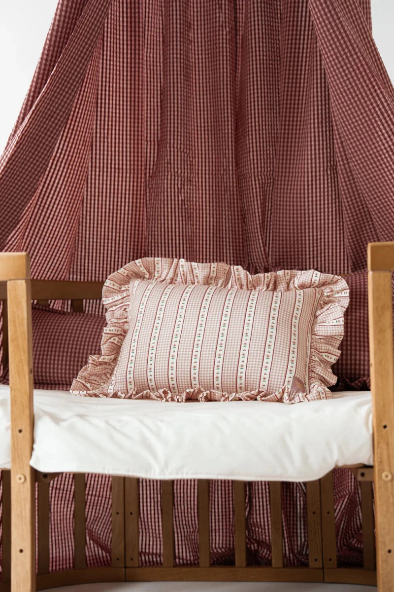 Pink Check Muslin Cotton Bed Canopy for Babies & Kids (0–6y) - Tiny Tugz™