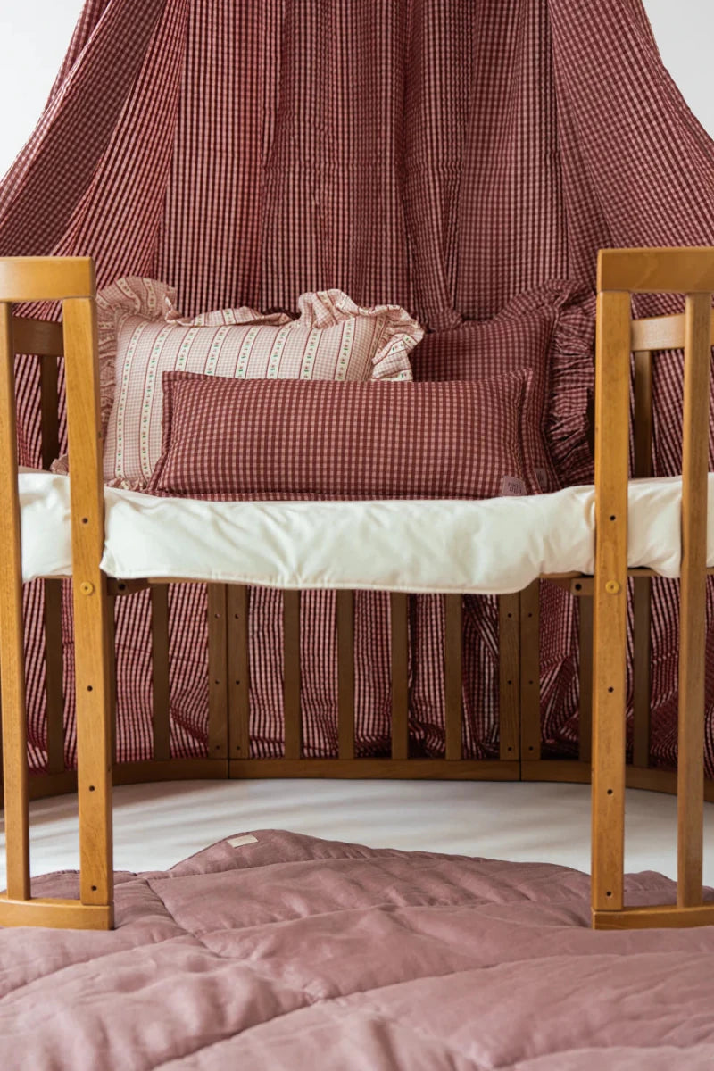 Pink Check Muslin Cotton Bed Canopy for Babies & Kids (0–6y) - Tiny Tugz™