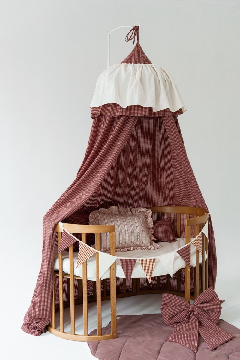 Pink Check Muslin Cotton Bed Canopy for Babies & Kids (0–6y) - Tiny Tugz™