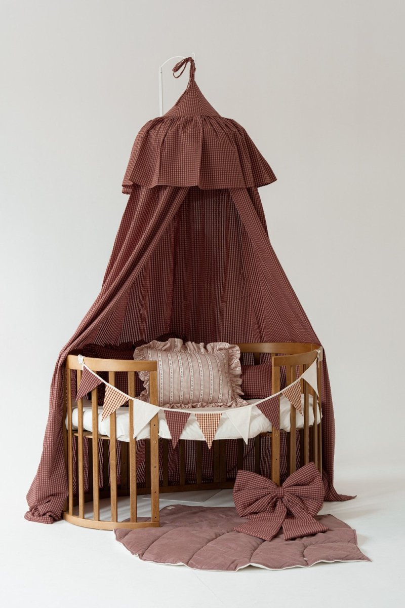 Pink Check Muslin Cotton Bed Canopy for Babies & Kids (0–6y) - Tiny Tugz™