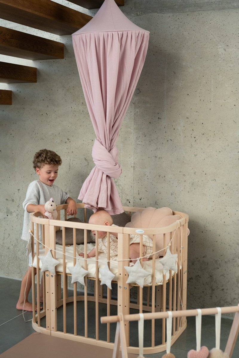 Pink GOTS Organic Cotton Bed Canopy for Babies & Kids (0–6y) - Tiny Tugz™