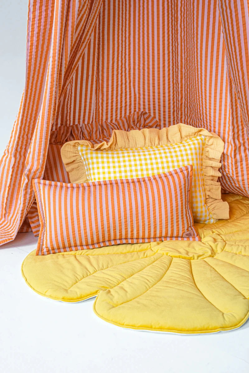 Pink & Orange Stripes Muslin Cotton Bed Canopy for Babies & Kids (0–6y) - Tiny Tugz™