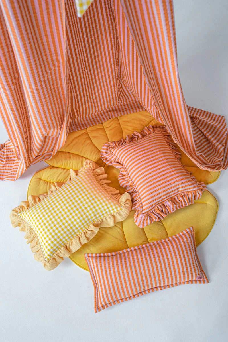 Pink & Orange Stripes Muslin Cotton Bed Canopy for Babies & Kids (0–6y) - Tiny Tugz™