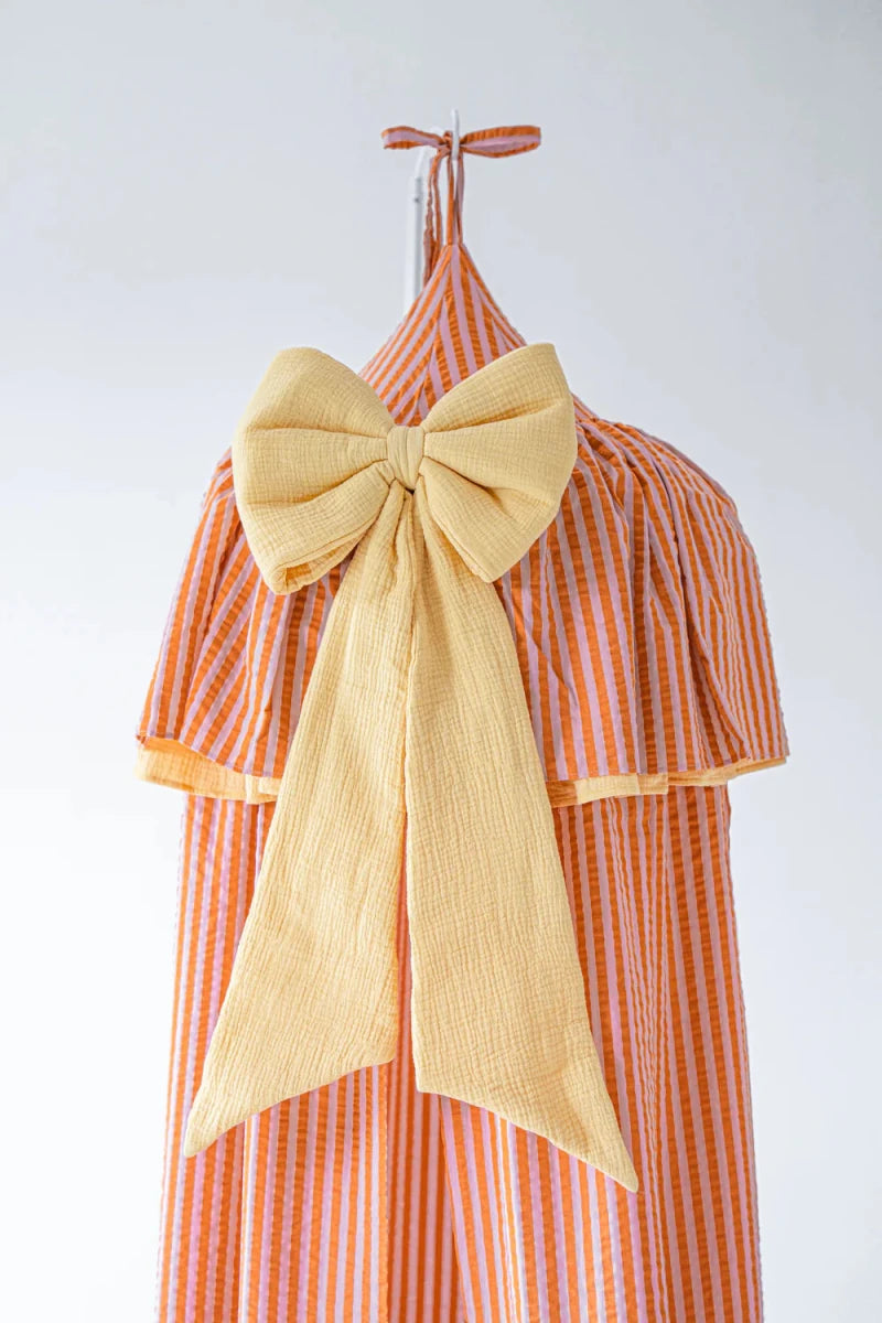 Pink & Orange Stripes Muslin Cotton Bed Canopy for Babies & Kids (0–6y) - Tiny Tugz™