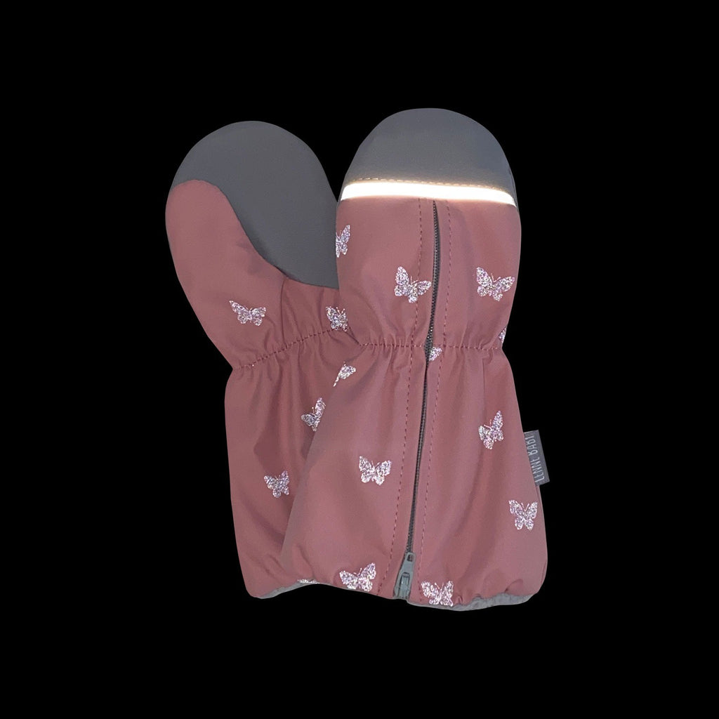 Pink Reflective Spring/Autumn Mittens with Zipper - Tiny Tugz™