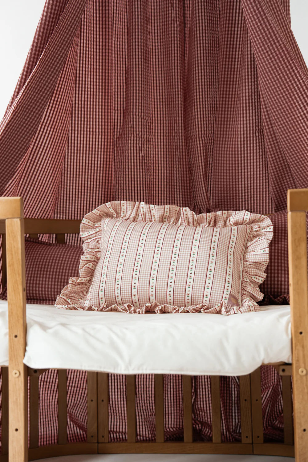 Pink Check Muslin Cotton Bed Canopy for Babies & Kids (0–6y)