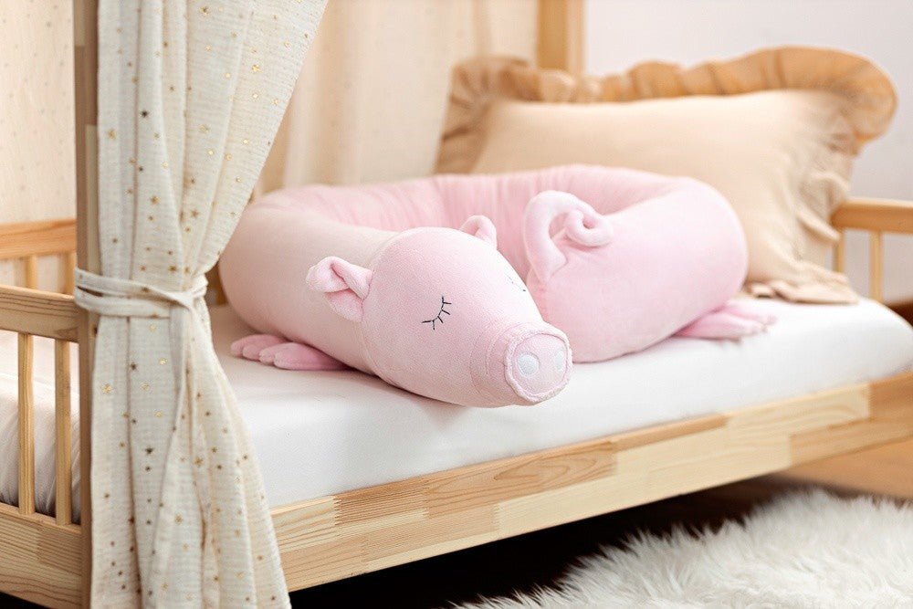 Pippa Piglet Cuddle Pillow & Bed Wall Bumper - Minky, 200 cm (Soft Rose) - Tiny Tugz™