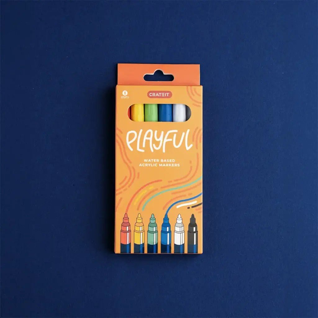 Playful Acrylic Markers for Wooden Toys - 1 mm Tip - 6 Pack - Tiny Tugz™