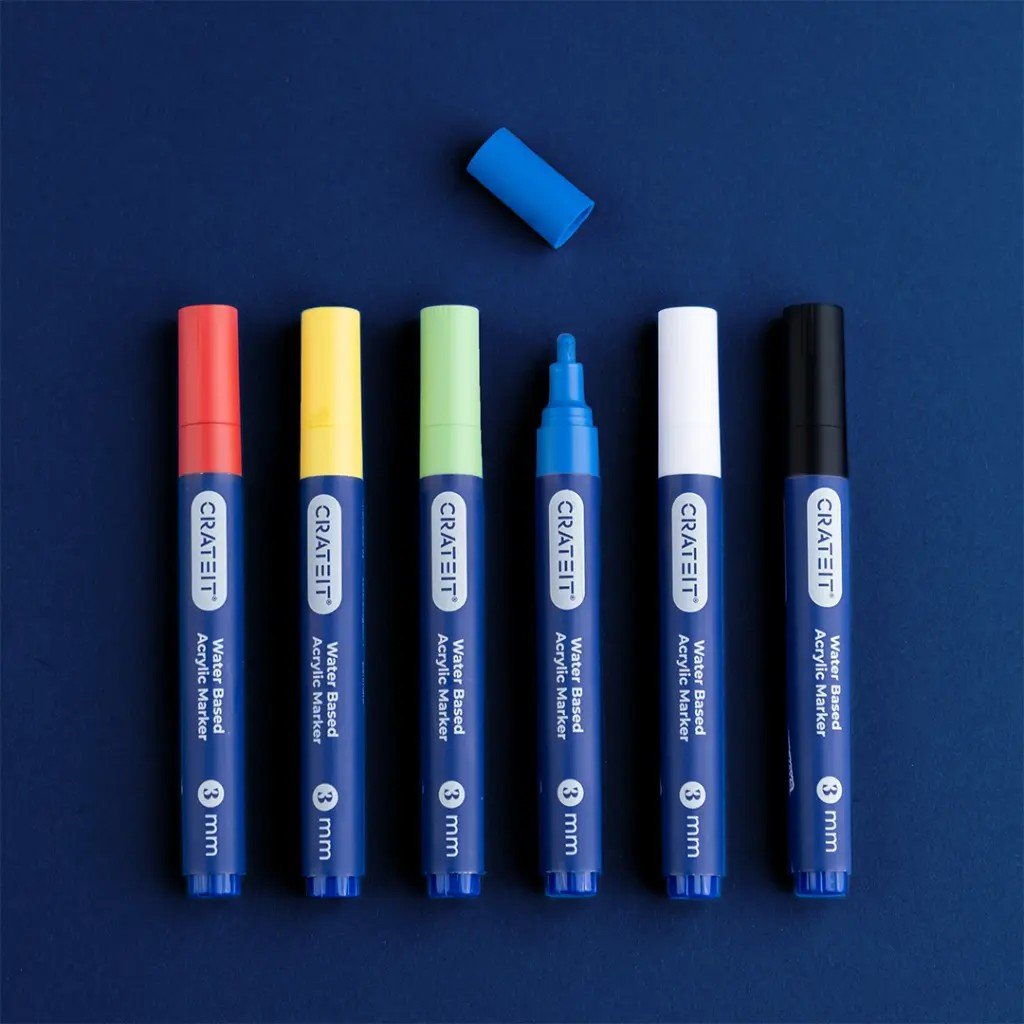Playful Acrylic Markers for Wooden Toys - 3 mm Tip - 6 Pack - Tiny Tugz™